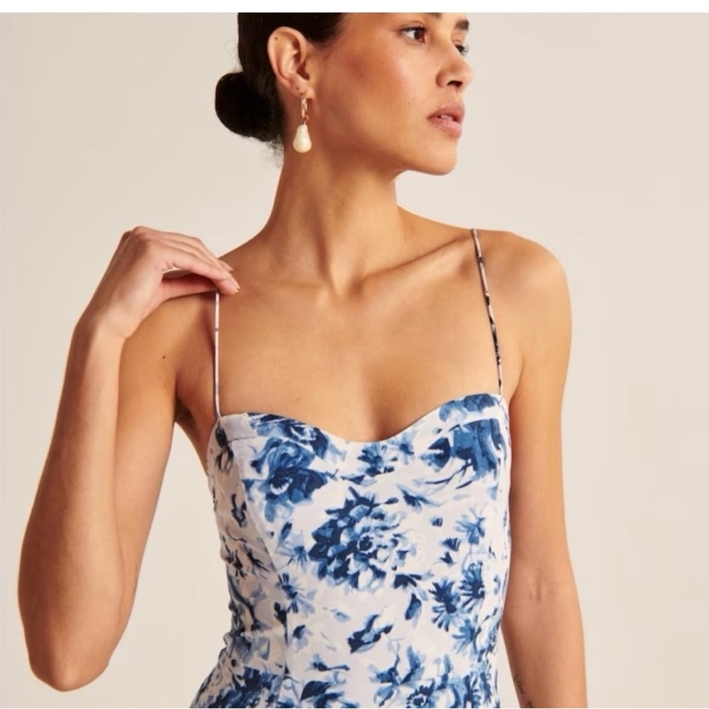 Abercrombie & Fitch Blue Floral Midi Dress